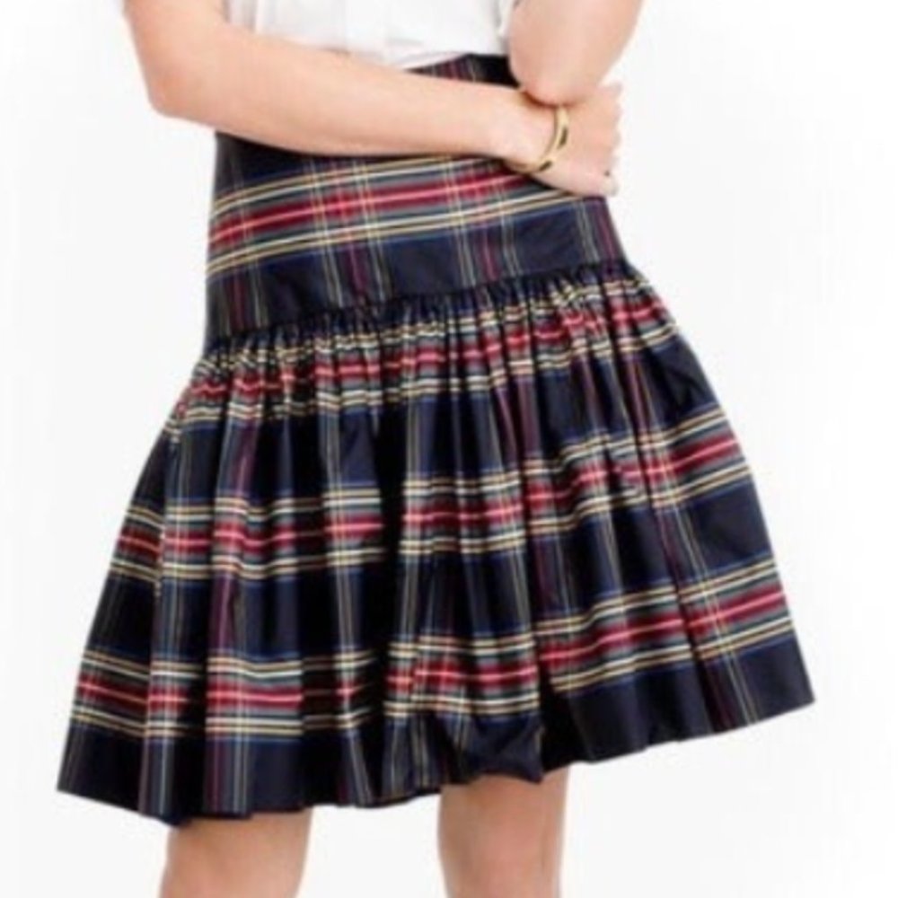 J.Crew Stewart Plaid Taffeta Skirt